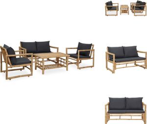 vidaXL 4-tlg. Garten-Lounge-Set mit Auflagen Bambus -  Gartenmöbel-Sets