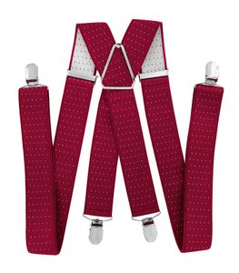 axy® Herren Hosenträger 3,5cm breite mit 4 Stabile Clips X-Form länge verstellbar Hochzeit-Business Outfit-Rot mit weißen Punkten
