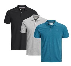 Herren Polo Shirt BIO Baumwolle Kurzarm T-Shirt Basic Polokragen TShirt Polohemd, Farbe:Grau, Größe:M