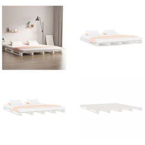 vidaXL Palettenbett Weiß 160x200 cm Massivholz Kiefer - Palettenbett - Palettenbetten - Paletten Bett - Paletten Betten