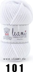 LEAMI Chenille Soft UNI 101 weiß