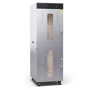 Klarstein Dörrautomat Edelstahl – 3.000 W, 32 Edelstahl-Einlegeböden, 30–90 °C, 24-Stunden-Timer, 4 Ventilatoren, 2 Trockenkammern, 50–55 dB, ideal für Obst, Gemüse, Fleisch, Kräuter, Silber