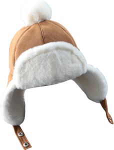 Outdoor Winter Herbst Warme Baby Junge Mädchen Kinder Ohr Schutz Kappe Beanie Hut-Braun