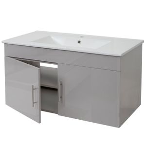 Umyvadlo + toaletní stolek HWC-D16, umyvadlo Umyvadlo, vysoký lesk 90 cm  šedá