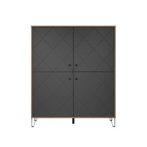 trendteam Highboard Schrank Wohnzimmerschrank Kommode Rautenoptik Touch Eiche