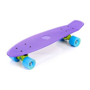 Deskorolka kompletna 22" Mini Cruiser Board Retro kompletna deska dla początkujących dzieci nastolatków dorosłych, 56x15cm Meteor purple/neon blue/neon yellow