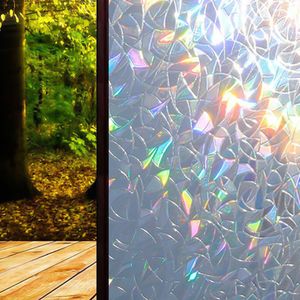 2 Stk Fensterfolie Nachbildungfolie Sichtschutzfolie Blickdicht Ohne Klebstoffe 3D Regenbogenfarben Effekt unter Licht, Statisch Folie Anti-UV 45*100cm
