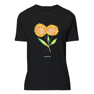 Mr. & Mrs. Panda Größe L T-Shirt Blume Sonnenblume - Schwarz - Geschenk, Blumen, Pflanzen, Freundin, Party, Garten, Geburstag, Blumen Deko, Nachthemd, beste Freundin