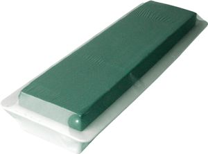 Nass Steckschaum Ziegel 47x7x5cm mit Schale 1 Stück Weiß