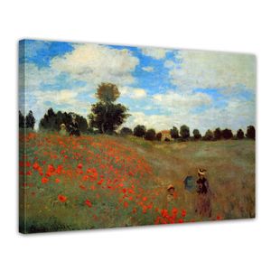 Leinwandbild - Claude Monet - Mohnfeld bei Argenteuil, Größe:60 x 50 cm
