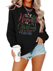 Frauen Weihnachts Tops Sport Baggy Sweatshirts Mode Crew Neck Pullover Sweatshirts, Farbe: Schwarz, Größe: 2xl