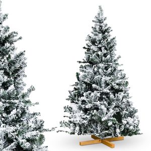 Urhome Künstlicher Weihnachtsbaum mit Ständer beschneite Tanne - 150 cm hoher Christbaum Dekobaum PVC Kunstbaum Tannenbaum mit Schnee Schnellaufbau Klappsystem Baum für Weihnachten