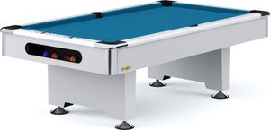 Automaten Hoffmann Billardtisch "Club Pro III" Dekor Weiß, Simonis 860, Tournament-Blue, 9 ft (Spielfeld 254x127 cm)