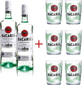 Pack 2 Bacardi 1l + 6 Vasos Bacardi Mojito Rum Puerto Rico  200.00 cl 37.5 %