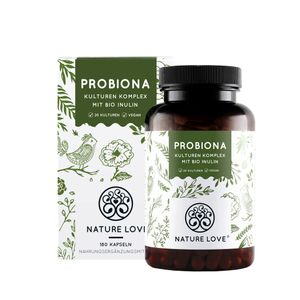 Nature Love® Probiona Komplex | 180 magensaftresistente Kapseln | 20 Bakterienstämme +Inulin | 20 Mrd KBE je Tagesdosis | Vegan