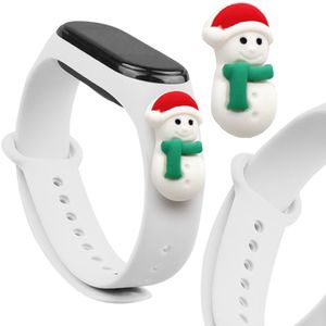 Vianočný náramok pre Xiaomi Mi Band 6 / Mi Band 5 Vianočný silikónový náramok White (Snowman 1)