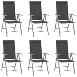 Gartenstš¹hle Klappbar 6er Set Garden Chair Esszimmerstš¹hle Sessel | Garten Stapelstuhl Hochlehner Textilene Schwarz - 8529