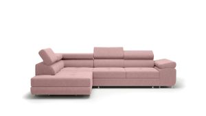 MEBLITO Ecksofa Almada Eckcouch L Form Schlaffunktion Couch mit Bettkästen Wohnlandschaft Pink  (Kronos 27) Seite Links