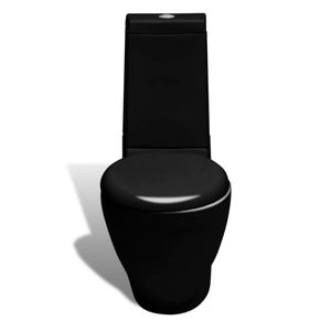 vidaXL Stand-WC & Bidet Set Schwarz Keramik