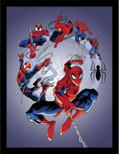 Spider-Man - Gerahmtes Poster, Kreis-Stil PM8544 (40 cm x 30 cm) (Grau/Rot/Blau)