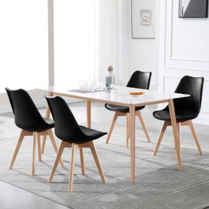 WOLTU 4er Set Esszimmerstühle Küchenstuhl Design Stuhl Kunstleder Holz schwarz