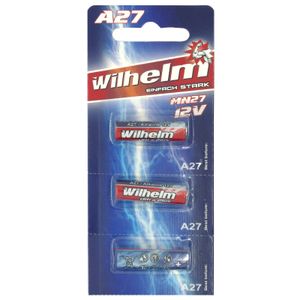 3 x Wilhelm A27 Blister 12V Wilhelm Alkaline Batterien MN27 V27GA 27A 12 Volt 25 mAh
