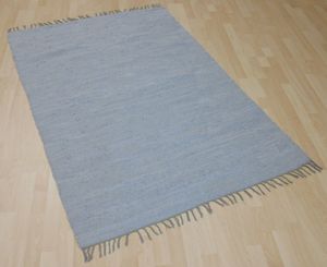 Teppich Fleckerl Fleckerlteppich Handwebteppich UNI Baumwolle Handweb Waschbar Farbe: Grau Größe: ca. 40x60 cm