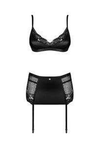 Blanita 3-teiliges Spitzen-Strumpfhalter-Set - Schwarz