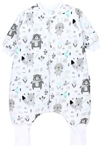 TupTam Baby Schlafsack mit Beinen und Ärmeln  e Materialien, Winterschlafsack 2,5 TOG Unisex, Farbe: Bären / Füchse / Mint, Größe: 92-98