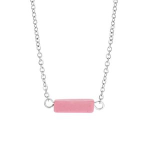 Halskette, Edelstahl, Opal in Pink