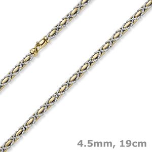 4,5mm Armband Armkette Königskette aus 585 Gold gelb/weiß bicolor 19cm Unisex