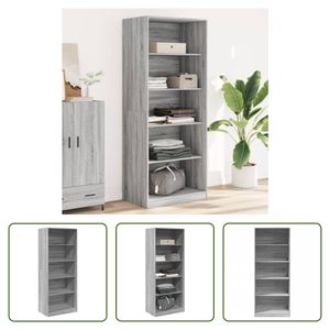 The Living Store Kleiderschrank Grau Sonoma 80x50x200 cm Holzwerkstoff