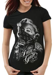style3 Marilyn Tattoo 'No Pain' Damen T-Shirt rock monroe tattoed biker usa, Größe:XL