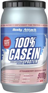 Body Attack 100% Casein Protein - 900 g Dose Strawberry Banana