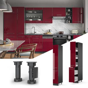 Vicco Apothekerhochschrank Fame-Line Anthrazit Bordeaux-Rot Hochglanz 30 x 206,8 x 58 cm Holzwerkstoff