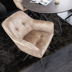 riess-ambiente Design Stuhl LOFT champagner Samt drehbar Metallgestell schwarz mit Armlehne Esszimmerstuhl Essstuhl Drehstuhl riess-ambiente Design Stuhl LOFT champagner Samt drehbar Metallgestell schwarz mit Armlehne Esszimmerstuhl Essstuhl Drehstuhl