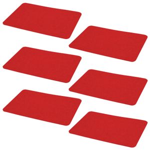 6er Set Platzmatte Filz 44 x 30 cm Rot  Tischsets Untersetzer Rechteckig Tischmatten Platzsets Filzuntersetzer
