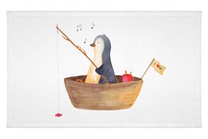 Mr. & Mrs. Panda Gäste Handtuch Pinguin Angelboot - Weiß - Geschenk, Frottier, Pinguine, Kinder Handtuch, Neustart, Trennung, Gästetuch, Reisehandtuch, optimistisch