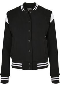 Urban Classics Damen Jacke Ladies Organic Inset College Sweat Jacket Black/White-M