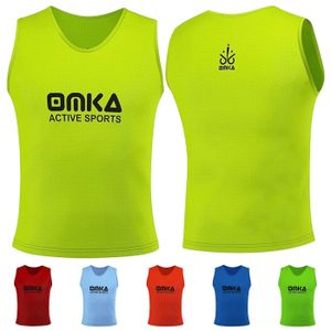 10 Stück OMKA Fußball Leibchen Trainingsleibchen Markierungshemd Fußballleibchen für Kinder Jugend und Erwachsene, Farbe:Gelb, Bibs:Senior (L)