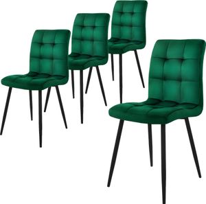 ML-Design 4er Set Esszimmerstuhl mit Rückenlehne, Dunkelgrün, aus Samt