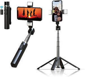 Selfie Stick Stativ, 4 in 1 Erweiterbar Handy Stativ mit 2 Licht« Selfiestick , Kabelloser Fernbedienung, 360° Drehbar Tragbar Stativ