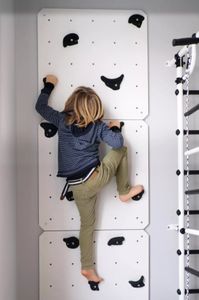 Weiß Kletterwand Indoor für Kinder mit Griffe | Klettergerüst Kinderzimmer