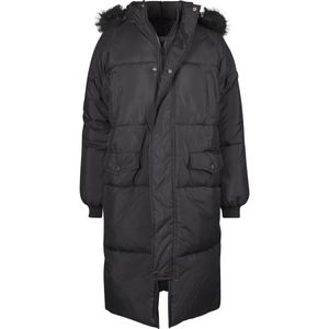 Urban Classics Ladies Oversize Faux Fur Puffer Coat TB2382, color:blk/blk, size:5XL