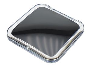 Taschen-Spiegel eckig Acryl/Anthrazit mit 15-fach Vergrößerung und Magnetverschluss, Spiegel 8.5 x 8
