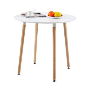 HJ WeDoo Jídelní stůl malý, kulatý kuchyňský stůl, kancelářský konferenční stůl, skandinávský design, moderní konferenční stolek, 80 x 73 cm (Ø x V), bílý