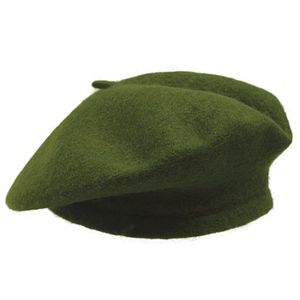 Dámský baret klasická francouzská čepice Vlněná čepice baret čepice Vintage - lahvově zelená
