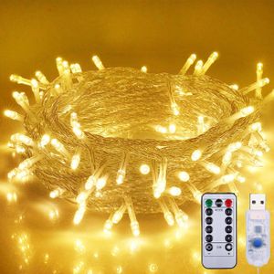 Lichterkette 5M 50 LED 8 Lichtmodi USB Wasserdicht mit Fernbedienung für Party Weihnachten Hochzeit Deko, Warmweiß