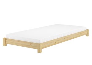 Breites Flachbett Futonbett Niedrigbett 100x200 Kiefer massiv V-60.51-10Rollrost und Matratze inkl.