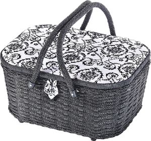 Kobolo Nähkästchen Nähkorb Nähkörbchen Nähkasten - florales Design - 35x27x17 cm
